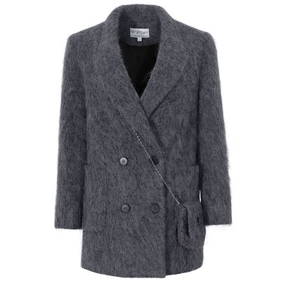 BLANCORE冬中长款羊驼毛西装大衣