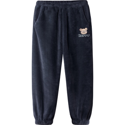 噜噜牛男童睡裤秋冬季加厚珊瑚绒