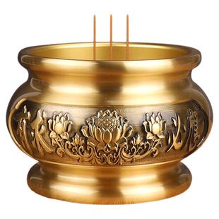 香炉家用供奉纯铜香熏炉室内上香佛前供炉观音财神烧香莲花香炉碗