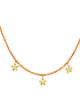 LAZY CIRCLES玲珑三花项链女水晶细巧花朵吊坠锁骨链春夏日常配饰