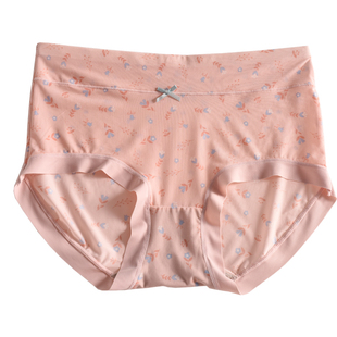 艾草碎花冰丝内裤女中腰牛奶丝印花学生夏季薄超弹无痕边三角裤衩