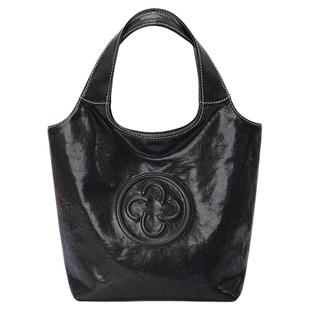 CASSILE卡思乐MINI马甲手提小菜篮包黑色水晶牛皮单肩斜挎通勤包