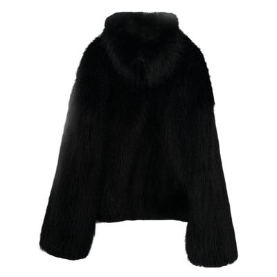 酷酷酷！fanss黑色保暖皮草外套