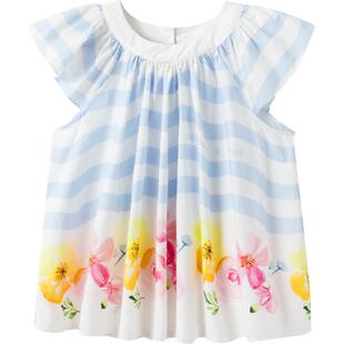 【XIAOLI筱李联名】巴拉巴拉女童短袖衬衫儿童纯棉飞飞袖时尚洋气