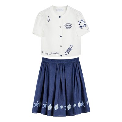 NancyCavally度假海岛风开衫套装