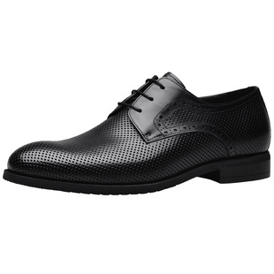 宾度男鞋春夏季男士商务正装皮鞋男真皮镂空德比鞋透气青年婚鞋