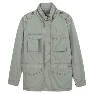 MCS源自万宝路修身立领夹克春季新款复古做旧百搭多袋工装外套男