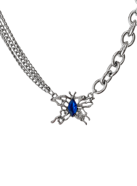 alex同款蓝宝石蝴蝶男女拼接项链