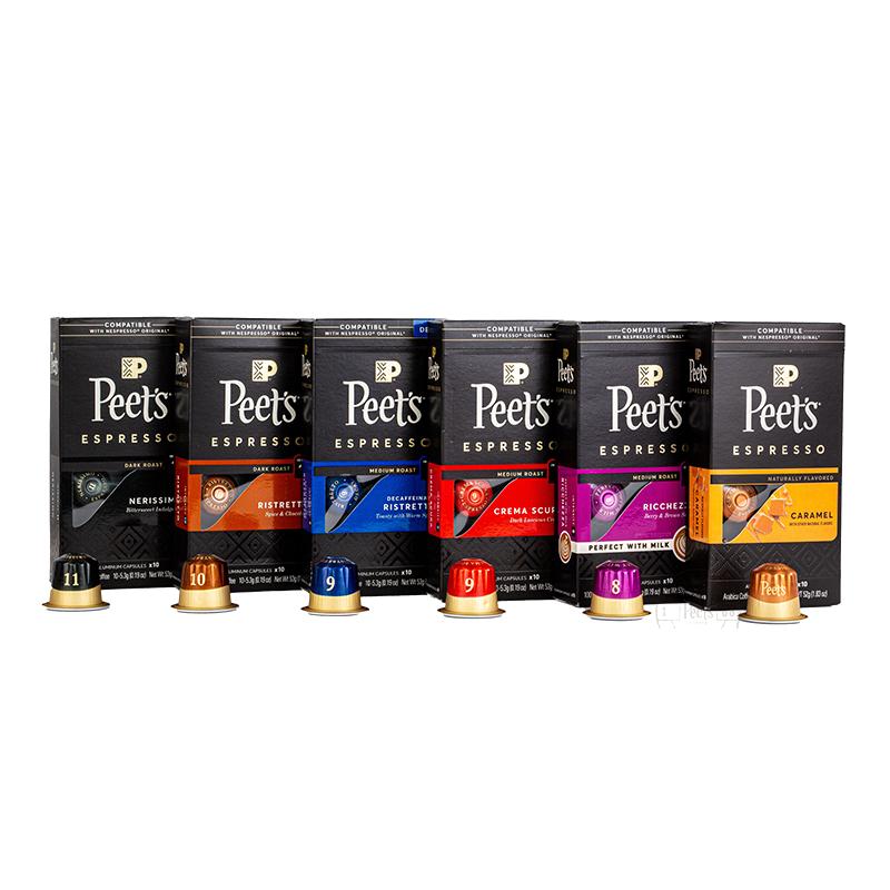 Peets皮爺精品膠囊咖啡美式濃縮黑咖啡粉60顆適配nespresso膠囊機(jī)