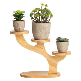 桌面多层小花架绿萝多肉飘窗台阳台客厅办公桌上迷你花盆架子竹木