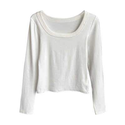 【赠运费险】方领长袖T恤女