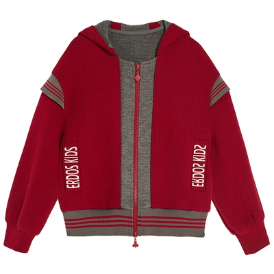 儿童帽衫拉链外套空气夹心棉圆机运动 鄂尔多斯童装