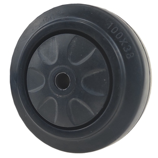 轱辘万向轮4寸胶板车滑轮5寸中重型静音橡胶脚轮125/100*38单轮子