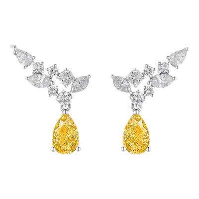 Cevol新奢钻石 Spark系列18K金水滴彩黄钻钻石耳钉女奢华时尚
