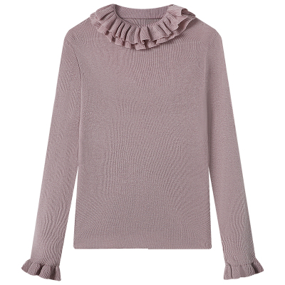 慕兔温柔风荷叶边领针织衫