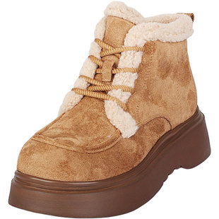 加大码女鞋41一43爆款棉靴2025冬季新款脚宽胖肥休闲加绒马丁靴女