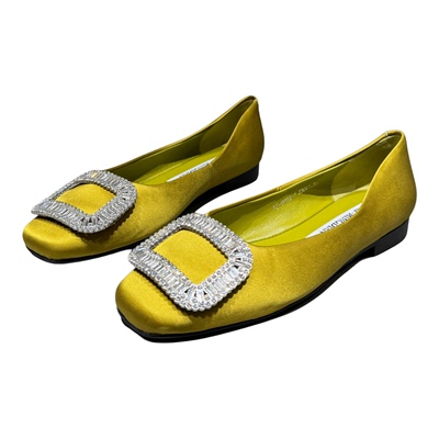 豆豆鞋时尚水钻方扣平底布面女鞋