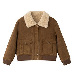 秋冬新品儿童羊毛皮草外套中大男童潮童加厚皮毛一体机车款夹克帅