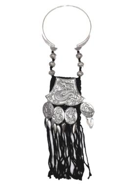 镀银手工苗银编织龙图腾项圈