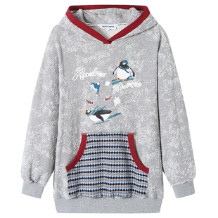 【李雪琴同款】ANDREA MARTIN秋新款长绒棉企鹅印花卫衣套装