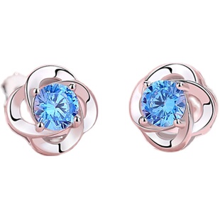 999纯银四叶草耳钉女简约小巧冷淡风2020新款潮耳环耳饰品不过敏