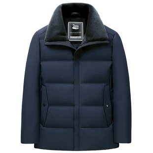 雪中飞羽绒服男款爸爸装冬季外套中老年人加厚保暖鹅绒服爷爷短款