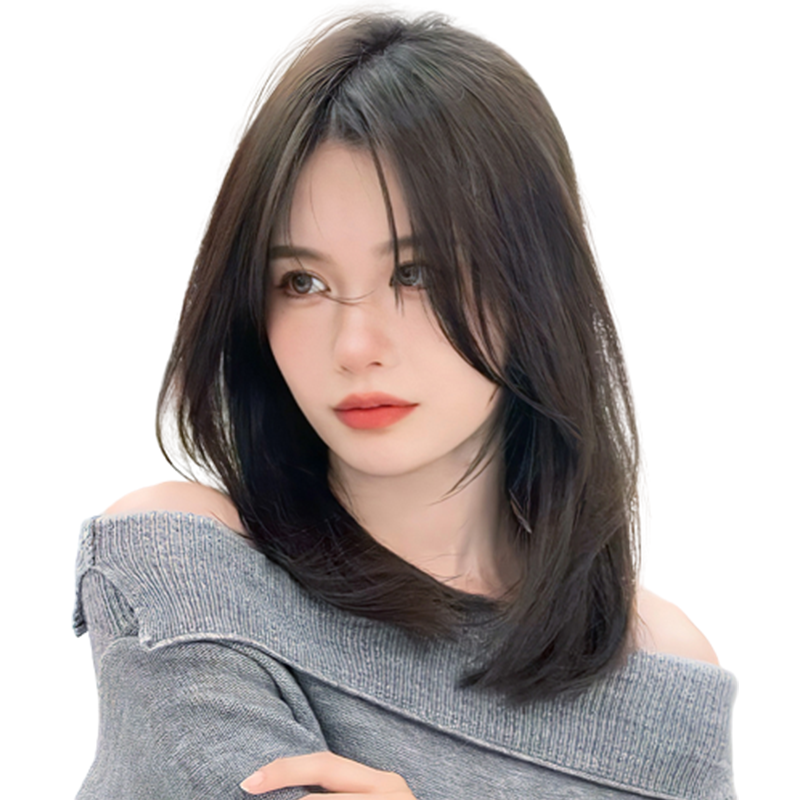 瑞家假发全真人发丝八字刘海