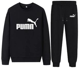 纯棉运动卫衣套装男潮流春秋款圆领卫衣宽松冬季加绒长裤子俩件套