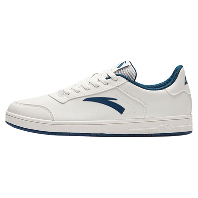 安踏男鞋厚底板鞋皮面小白鞋