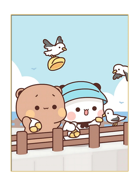 一二布布免打孔装饰画情侣温馨客厅挂画卡通可爱小清新卧室摆画