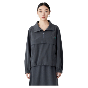 古木夕羊气质显瘦纯色套头外套女秋季新品文艺风长袖减龄上衣