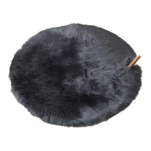 白色长毛绒圆形地毯卧室床边客厅北欧化妆梳妆台椅子仿羊毛地垫子