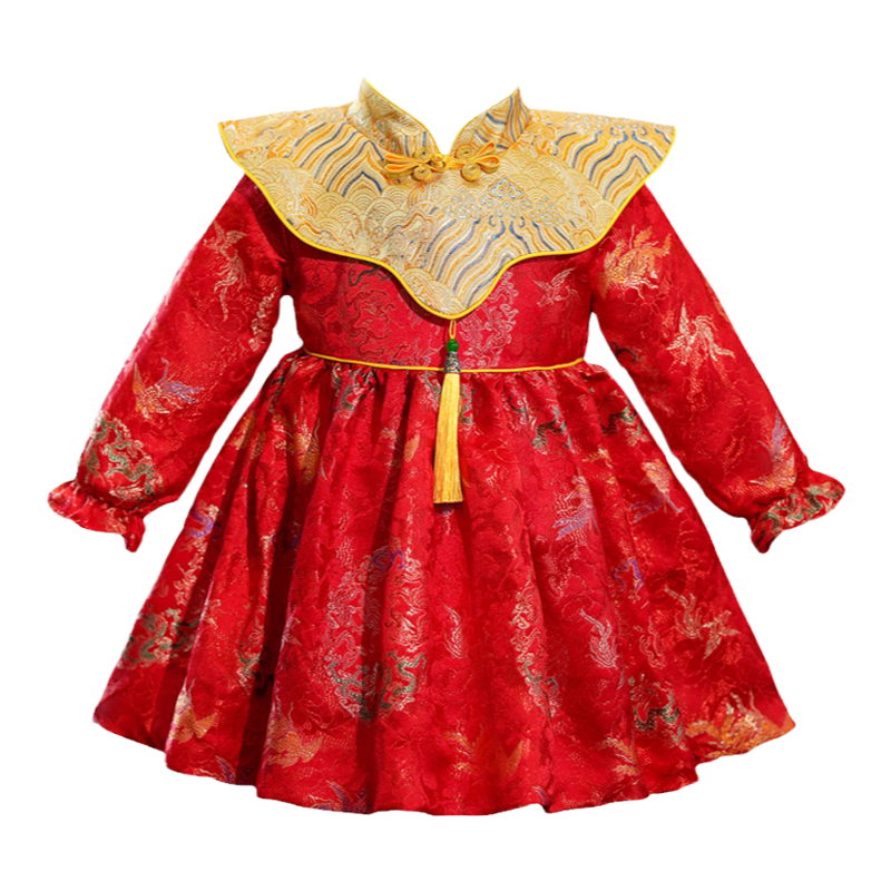 女宝宝中式周岁生日礼服抓周衣服