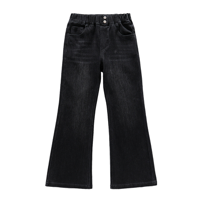 女童加绒喇叭裤秋冬款加厚牛仔裤