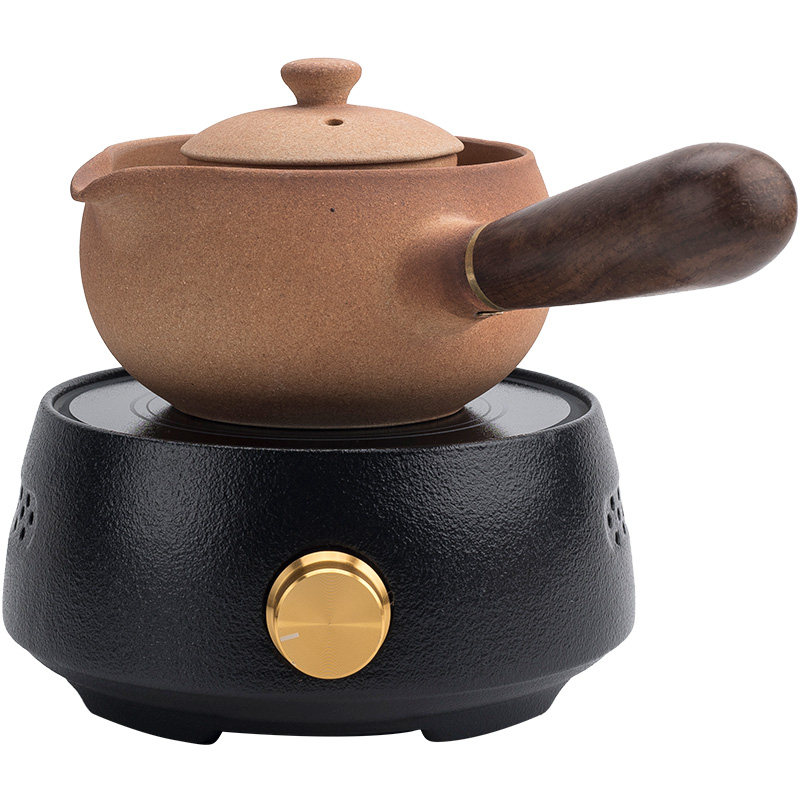 发烧陶电陶炉煮茶壶套装耐高温陶瓷温茶器黑檀侧把壶大容量过滤壶