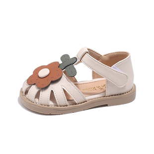 女童凉鞋2026夏季新款儿童小皮鞋卡通花朵宝宝包头镂空单鞋沙滩鞋