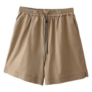 大码女装夏季水洗棉短裤女胖mm宽松显瘦高腰阔腿裤休闲凉爽五分裤