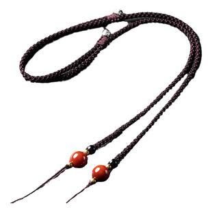 天珠专用横穿挂绳锁骨藏式手工民族风项链绳蜜蜡松石竖穿吊坠配绳