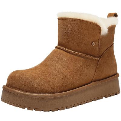 百丽厚底加绒雪地靴子女轻便冬季新款毛毛棉鞋保暖短靴E8T1DDD5