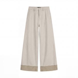 N669~【商场同步】26春20.7莱赛尔高腰含棉拼接线阔腿牛仔裤女