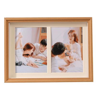 婚纱照实木两联相框摆台纪念结婚