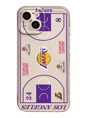 nba湖人主场适用苹果17手机壳iPhone16promax篮球场15詹姆斯12勇士13mini雷霆14男生x新款xr/xs保护套8/7外壳