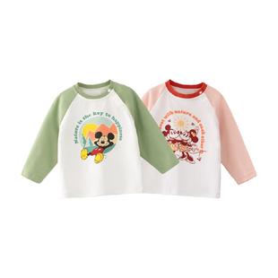 迪士尼儿童长袖T恤打底衫男女童上衣纯棉2025秋款衣服米奇童装