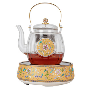 2024新款电陶炉煮茶器高端养生玻璃烧水壶家用珐琅彩电陶炉小套装