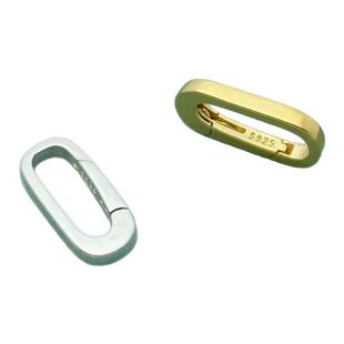 s925纯银万能扣回形针扣子椭圆扣diy银配件活口手工银饰环环相扣