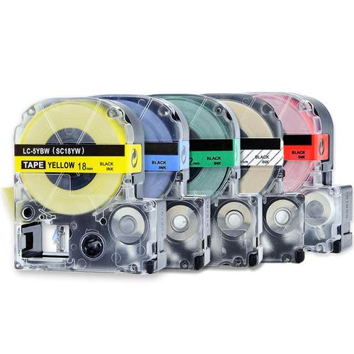 适用锦宫标签机色带12mm9 18 24 36爱普生标签带K400/1000p/LW-600P贴普乐打印纸SR230CH/SR550C/530C标签纸