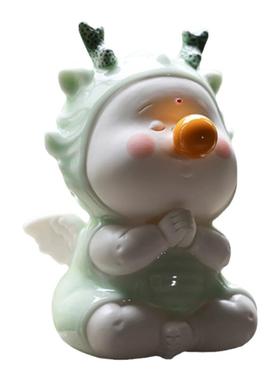创意打坐小飞龙陶瓷摆件可爱龙宝宝生肖家居饰品桌面工艺品送礼品