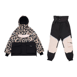 VECTOR玩可拓滑雪服套装豹纹单板保暖透气防水装备套头滑雪衣雪裤