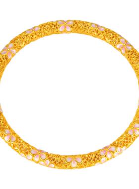 中国珠宝银手镯女粉樱典雅银镀金