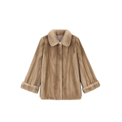 MANNALA丨“金琥珀”芬兰soga高奢翻领全抽水貂皮草大衣 Q6412